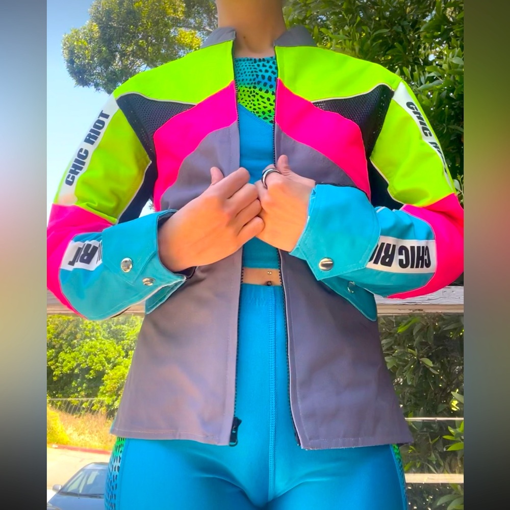 Neon Chic Riot biker protective jacket with armor!